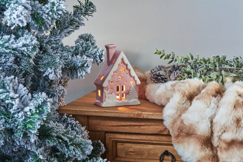 Pink House Festive Tealight Holder