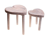 Set of 2 Wooden Heart Stools