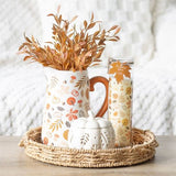 Autumn Leaves And Pumpkins Ceramic Flower Jug