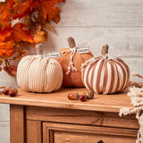 Fabric Fall Pumpkin With Tag & Hessian Stem