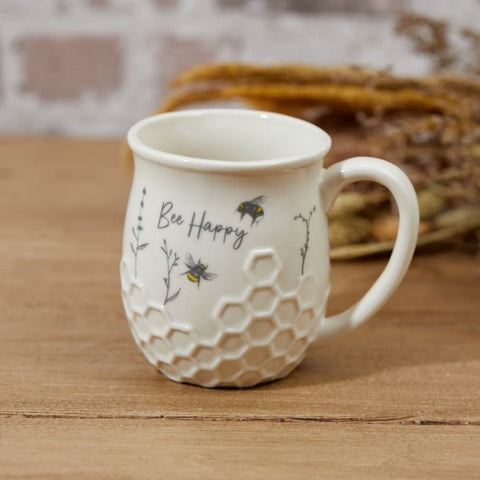 Honeycomb Embossed Bee Mug