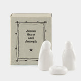 East of India Porcelain Jesus, Mary & Joseph Matchbox Gift