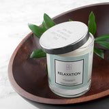 PERSONALISED RELAXATION SOY CANDLE WITH SILVER LID.