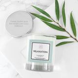 PERSONALISED RELAXATION SOY CANDLE WITH SILVER LID.