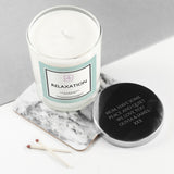 PERSONALISED RELAXATION SOY CANDLE WITH SILVER LID.