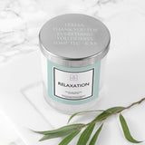 PERSONALISED RELAXATION SOY CANDLE WITH SILVER LID.