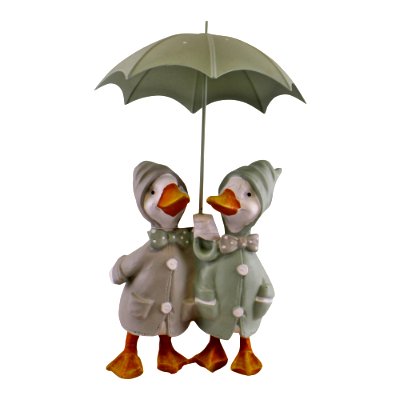 Duck Couple With Umbrella Garden Ornament.