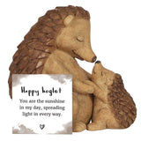 HAPPY HOGLET MOTHER AND BABY HEDGEHOG ORNAMENT.