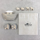 Wooden Noah's Ark Set In Cotton Bag