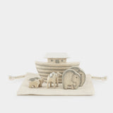 Wooden Noah's Ark Set In Cotton Bag