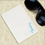 Personalised Blue Name Island Cream Passport Holder.
