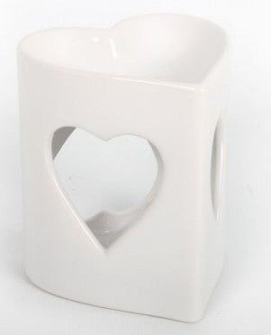 White Ceramic Heart Oil Burner