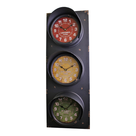 Vintage Style Traffic Light Clock 83cm.