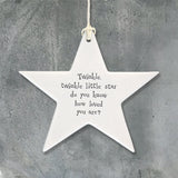 Hanging Porcelain Star - Twinkle Twinkle